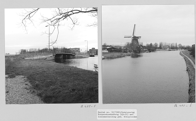 Korpershoeksebrug en De Korpershoek in Schipluiden, 1980