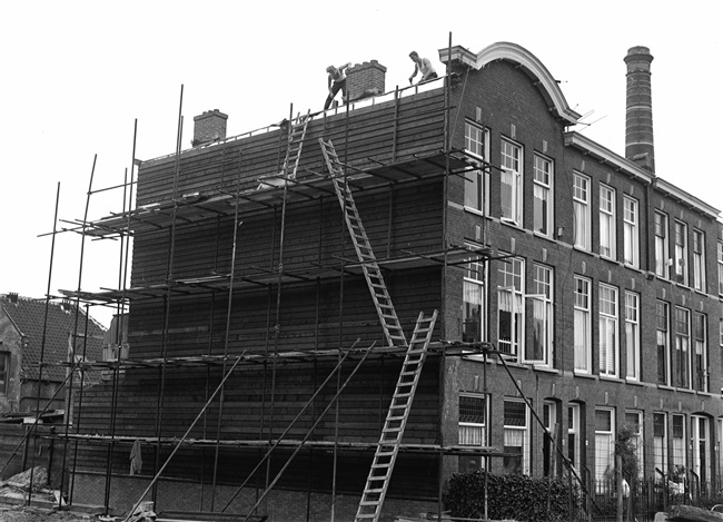 Woningen bij Sint Sebastiaansbrug in Delft, 1961