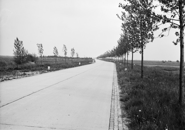 Een betonweg tussen Krimpen en Bergambacht. Deze secundaire weg 30 (huidige N210) is inmiddels geheel vervangen. De bovenste laag van de weg was van beton.
