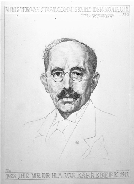 Portret van H.A. van Karnebeek, commissaris van de Koningin