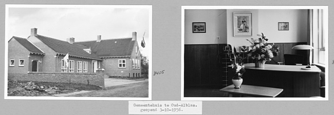 Opening gemeentehuis in Oud-Alblas, 1956