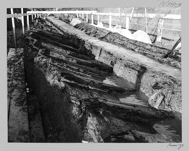Romeins schip wordt opgegraven in Zwammerdam, 1972