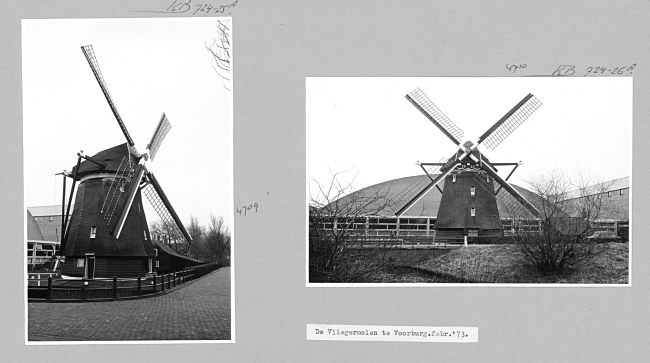 Molen De Vlieger en sporthal in Voorburg, 1973
