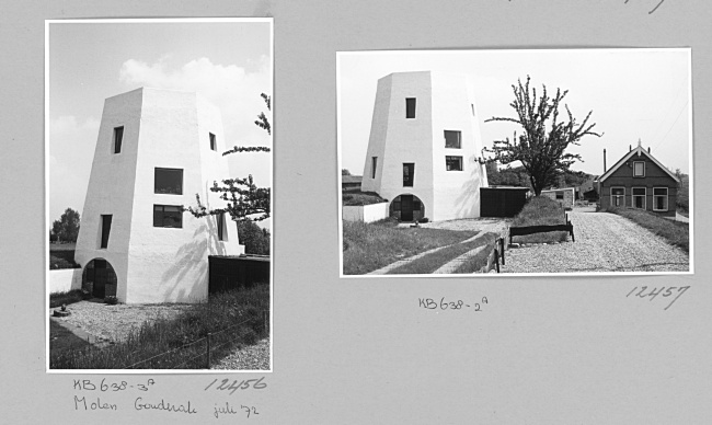 Onderbouw van molen De Drie Gebroeders in Gouderak, 1972