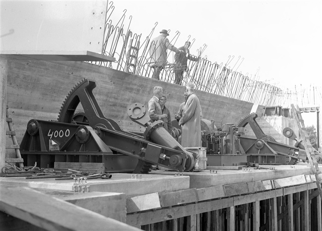 Bewegingswerk van Sint Sebastiaansbrug in Delft, 1960