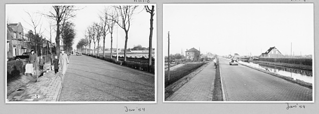 Westlaan in Pijnacker en Delftsestraatweg, 1954