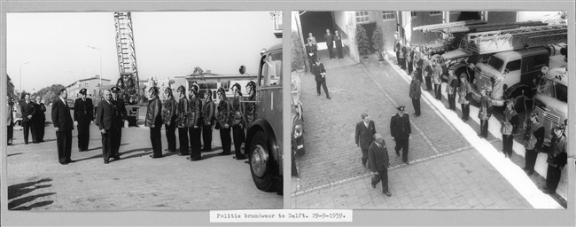 Jan Klaasesz bezoekt de brandweer in Delft, 1959