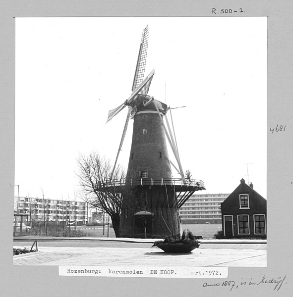 Korenmolen De Hoop in Rozenburg, 1972