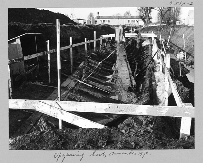 Romeins schip wordt opgegraven in Zwammerdam, 1972