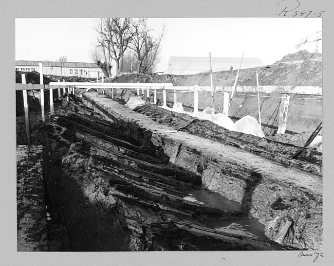Romeins schip wordt opgegraven in Zwammerdam, 1972