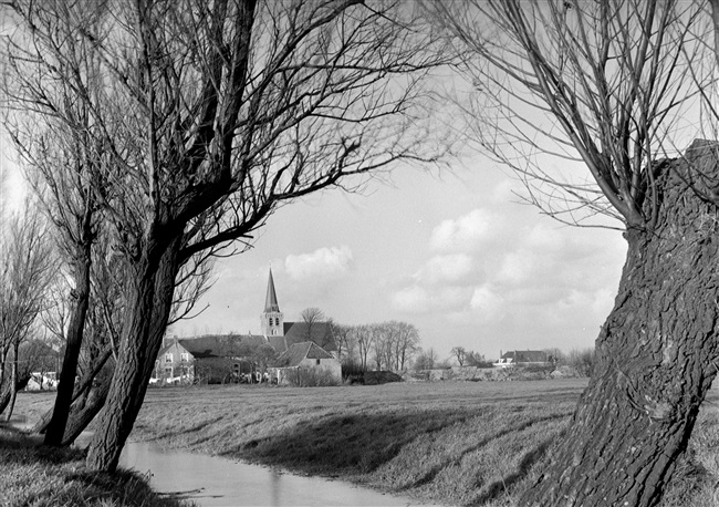 Dorpje 't Woudt midden in de polder, 1960