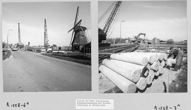 Korpershoeksebrug in Schipluiden wordt vernieuwd, 1980